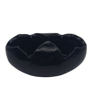 Vintage Bagley Jetique Opaque Black Onyx Glass Tulip Bowl Vase England Art Deco